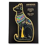 ANIWOOD Puzzle de Madera con Forma de Animal. Tapa troquelada a tamaño Real del Puzzle. Contiene Piezas únicas de Animales (Medium, Gato Egipcio)