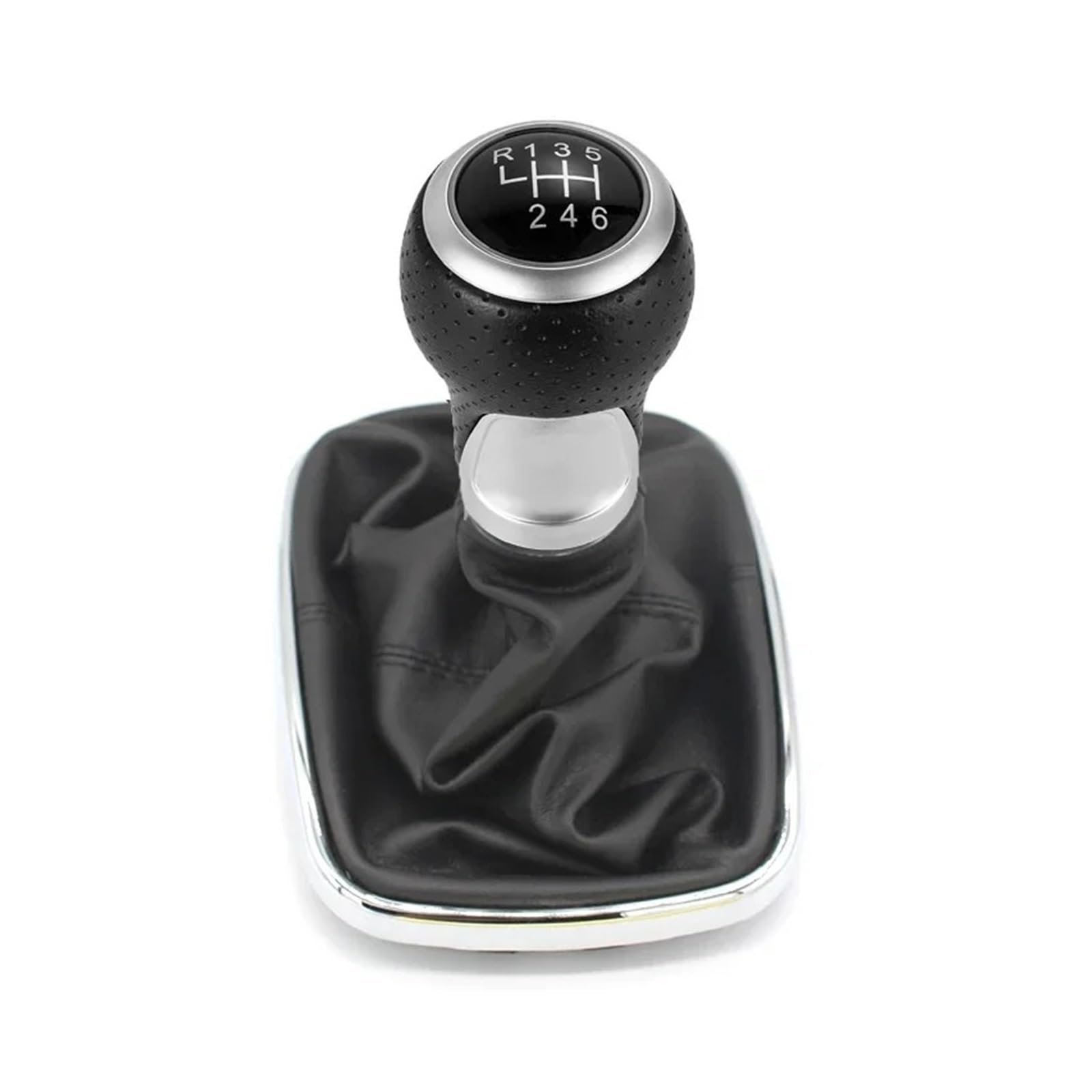 Qmtvfsrh 6 Speed Black Car Gear Shift Knob Manual 5/6 Speed Gear Shift Knob 12Mm Gaiter Boot For Vw For Golf 4 Mk4 For Gti For R32 For Jetta For Bora(6 Speed Black)