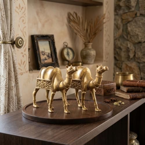 Image of 100% Pure Brass Camel Statue - Single | Decorative Camel Idol for Home Decor, Vastu, Office Table & Rajasthani Showpiece | Pack of 1 Piece
