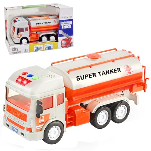 Image of FunBlast Super Tanker Truck Toys for Kids, Pull Back Vehicles Toy Truck, Unbreakable Plastic Trucks with Light and Sound, Friction Power Toy Trucks 3+ Years Old Boys Girls, & Kids (Multicolor)