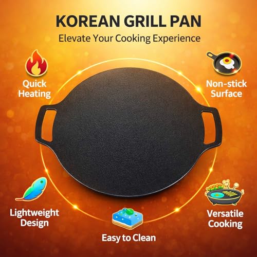 Poêle à griller coréenne 25 cm antiadhésive à doubles poignées