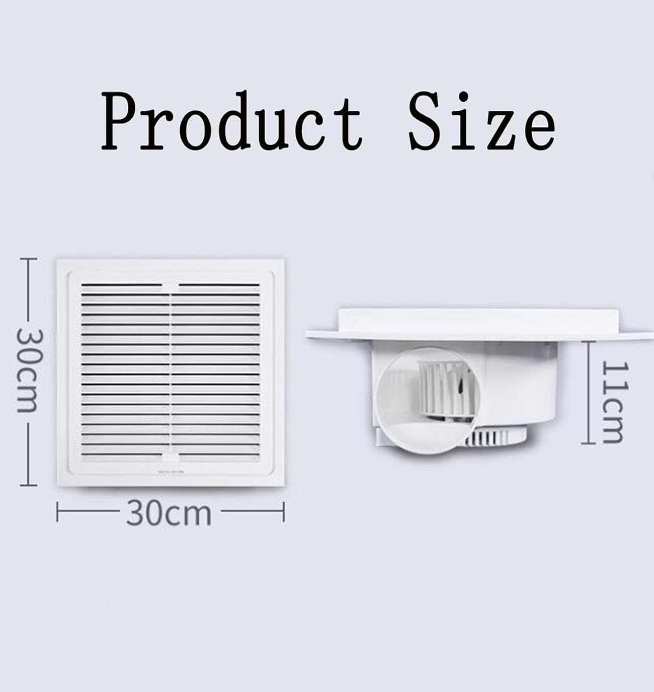 ICEMOB Ventola Aspirazione 300 * 300 Mm,Estrattore Aria Silenzioso Montaggio A Parete O A Soffitto,Aspiratore Bagno con Valvola di Ritegno,Griglia in ABS Bianco,per Cucina,Garage