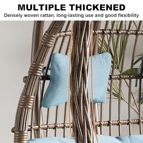 Sedia a uovo sospesa con supporto, sedia a dondolo in rattan con cuscino e cuscino per veranda, patio, balcone e cortile