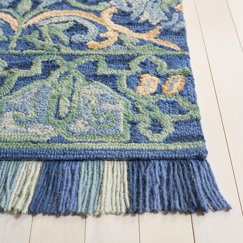 Tapete Boho hecho a mano 2' x 3' Azul Marino y Verde miniatura 3