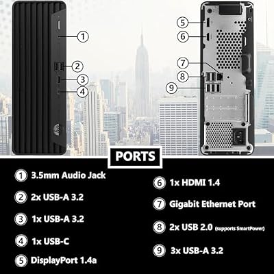 HP ProDesk 400 G9 Small Form Factor Business Desktop, Intel CPU, 16GB RAM, 512GB PCIe SSD, Dual 4K Display Support, USB-C, HDMI, RJ-45, Wi-Fi, Wired Keyboard & Mouse, Windows 11 Pro