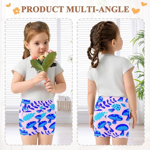 Mushroom Fall Leaves Pale Girls Bike Shorts Toddler Athletic Dance Under Skirts Dance Shorts for 4-10 Years,4T4