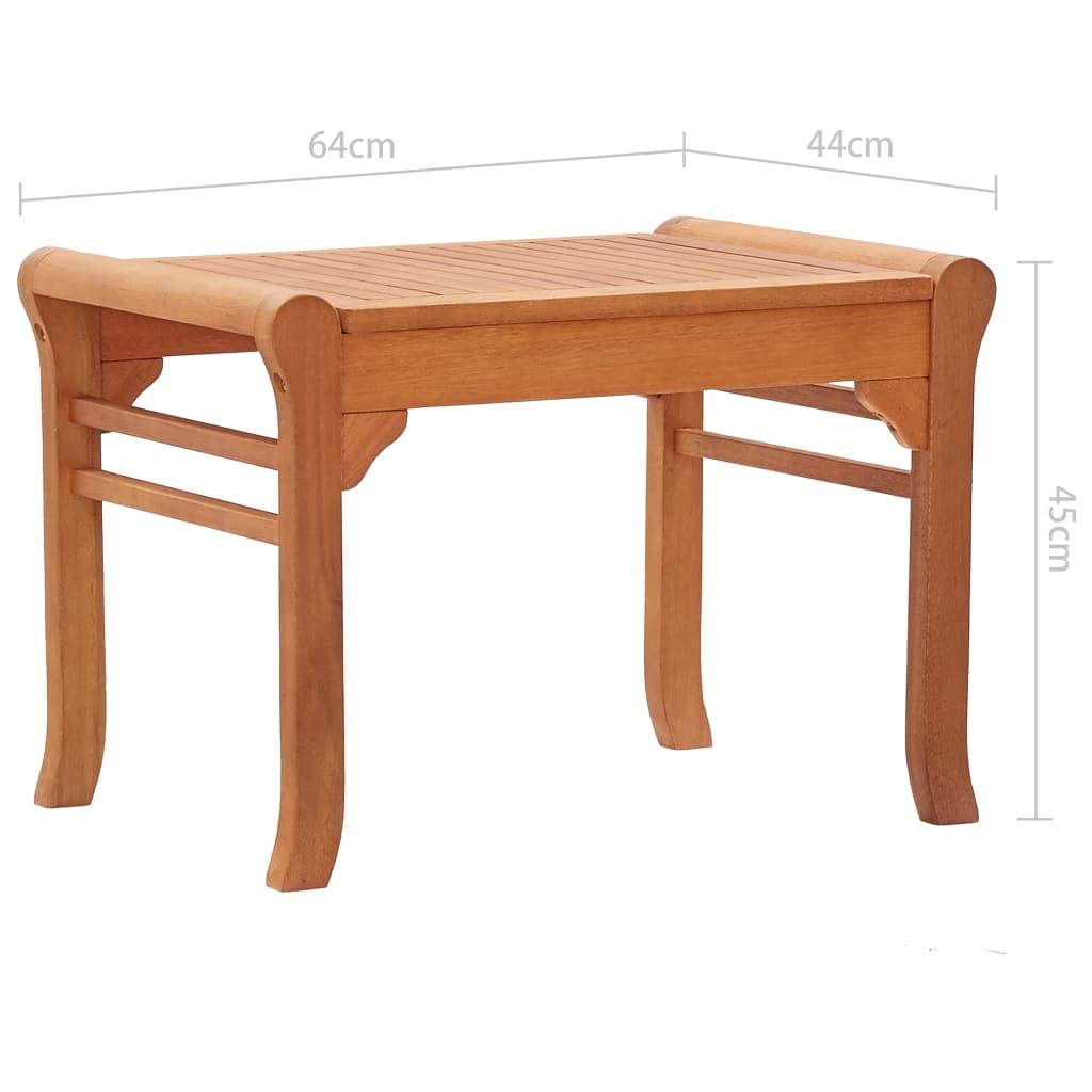 Gartenbank Massivholz Eukalyptus 64 cm wetterfest für Outdoor Balkon Terrasse Sitzgelegenheit ohne Rückenlehne und Armlehne langlebig natürlich geölt