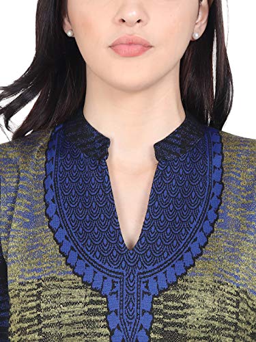 Image of Rosary Women's Embroidered Woolen Kurti with Pockets Warm Full Sleeve Winter Wear
