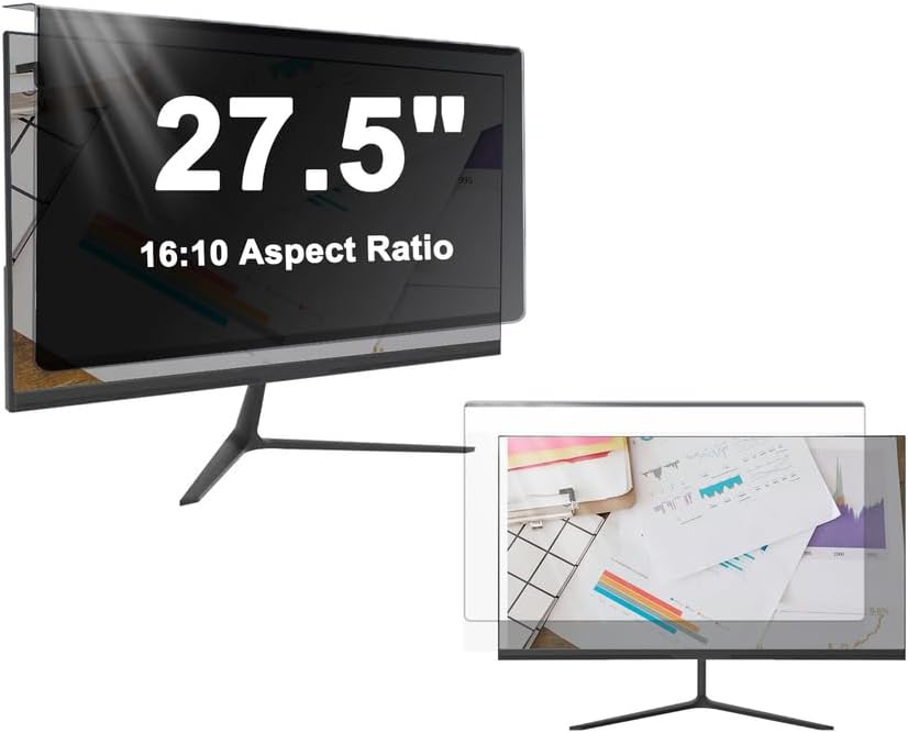 Hanging Privacy Screen Filter for 27.5 inch Desktop Computer Monitor, Glare Blue Light Blocking Screen Protector Cover, Anti-Peep Monitor Privacy Screen for 16:10 Widescreen PC ​Monitor