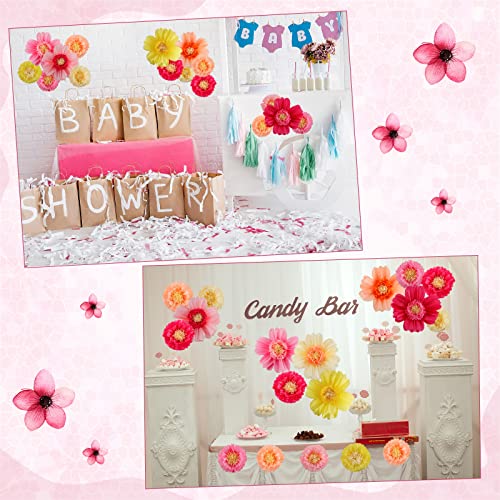 Image of Crowye 36 Pcs Large Colorful Tissue Paper Flowers Decorations Giant Fiesta Craft Crepe Paper Flowers for Wall Decor Backdrop Mexican Wedding Birthday Carnival School Party (10'' 20'',Fresh Color)