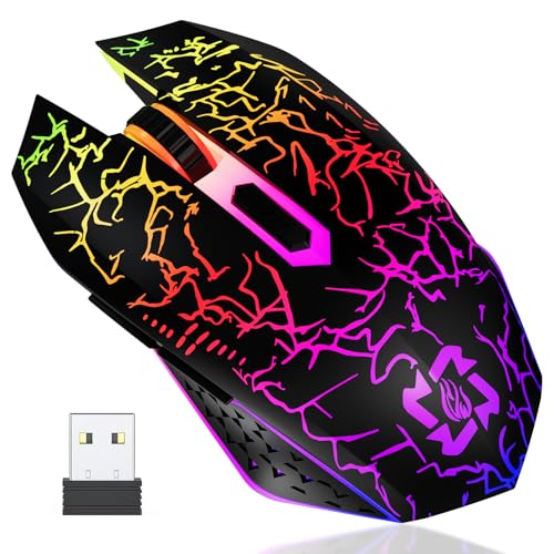 MELOGAGA Bluetooth Wireless Gaming Mouse, 2.4G Cordless RGB Rechargeable PC Game Mouse, Black