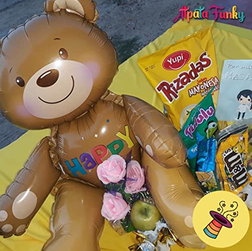 Image of Atpata Funky Sitting Teddy Bear Jumbo Foil Balloon decoration for Valentine Day, Baby Showers, Baby Arrivals, Love, Spouse Birthday, etc. (Brown)