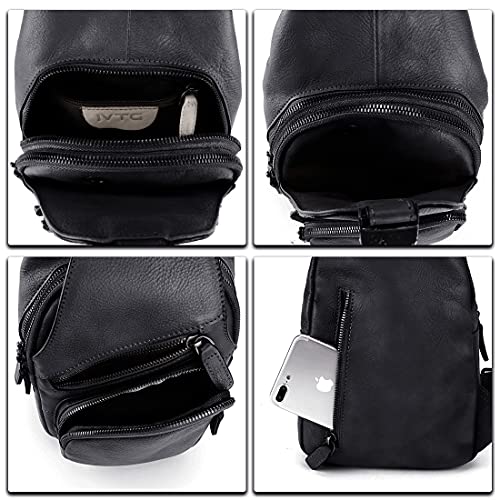 Genuine Leather Sling Bag for Men Women Crossbody Shoulder Backpack Handmade Chest Bag Motorcycle Daypack Travel 7