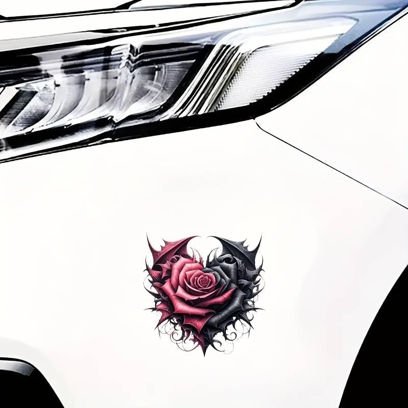 Red Black Rose PVC Vinyl Car Decals Stickers Waterproof Self-Adhesive Decals for Cars, Laptops, Trucks, Motorcycles Wall Window Luggage Scratch Cover Door Decor Sticker image 5