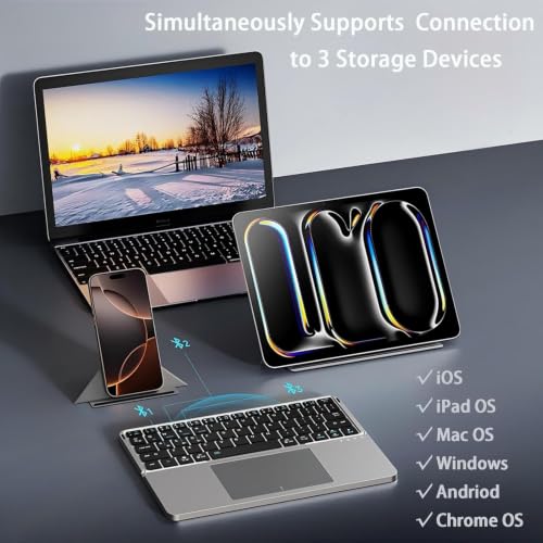 Image of MICROWARE Foldable Wireless Bluetooth Keyboard with Touchpad, Portable Travel Keyboard, Compatible with MacBook, iPad, Tablet, and Laptop, Rechargeable