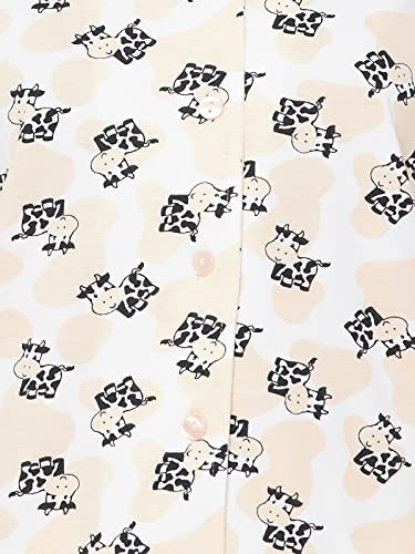Image of Clovia Women's Cotton Pretty Florals Button Me Up Shirt & Pyjama