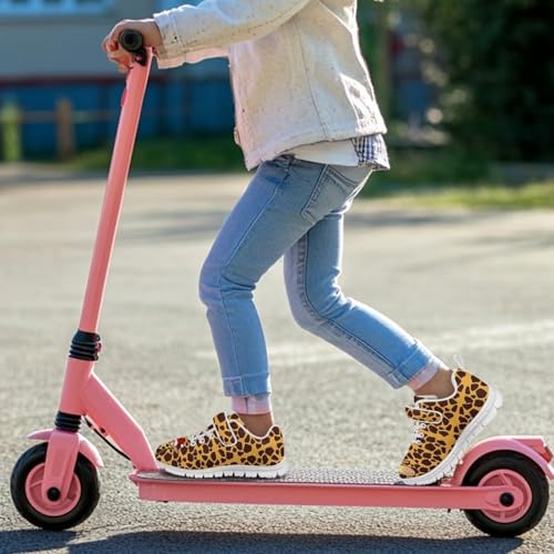 Little Kid Boys Girls Tennis Shoes Kids Slip on Running Sneakers Wide Casual Barefoot Shoes Giraffe Pattern（White Sole）4