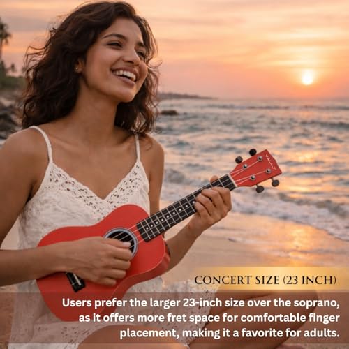 Image of Vault UK-003 Concert Colourful Ukulele 23 inch With Gig Bag - Red