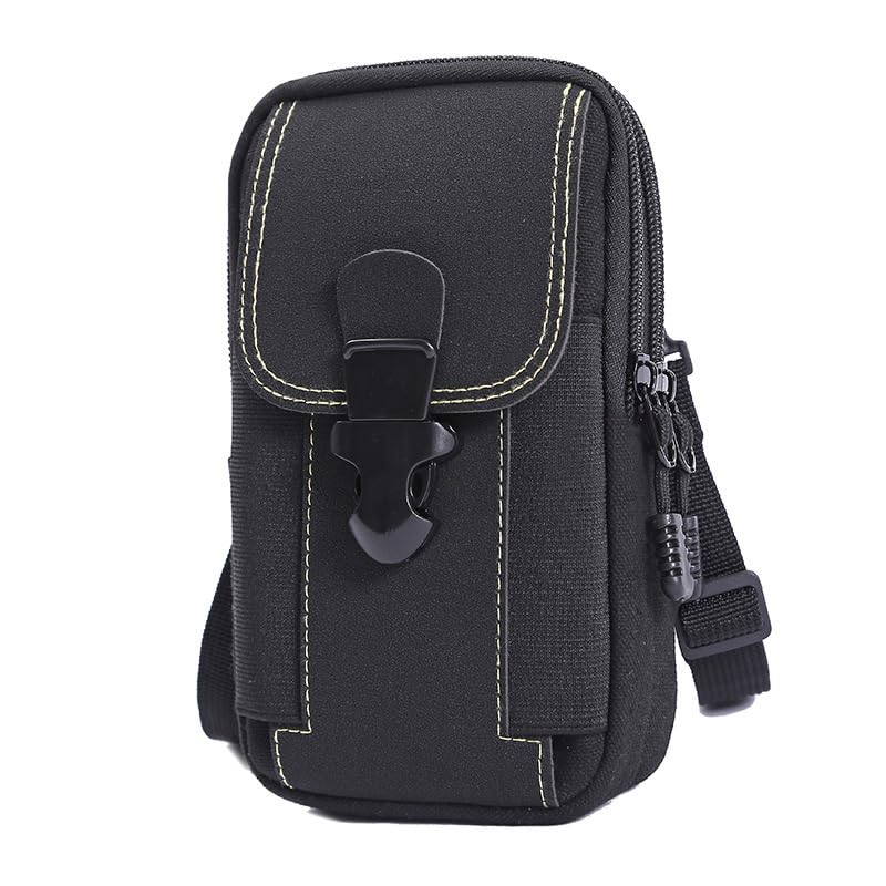 Image of GUSTAVE Belt Pouch for Men Waterproof Canvas TripleLayer Phone Holster with Secure Belt Loop for Hiking, Camping, Running, Travel, and Everyday Carry