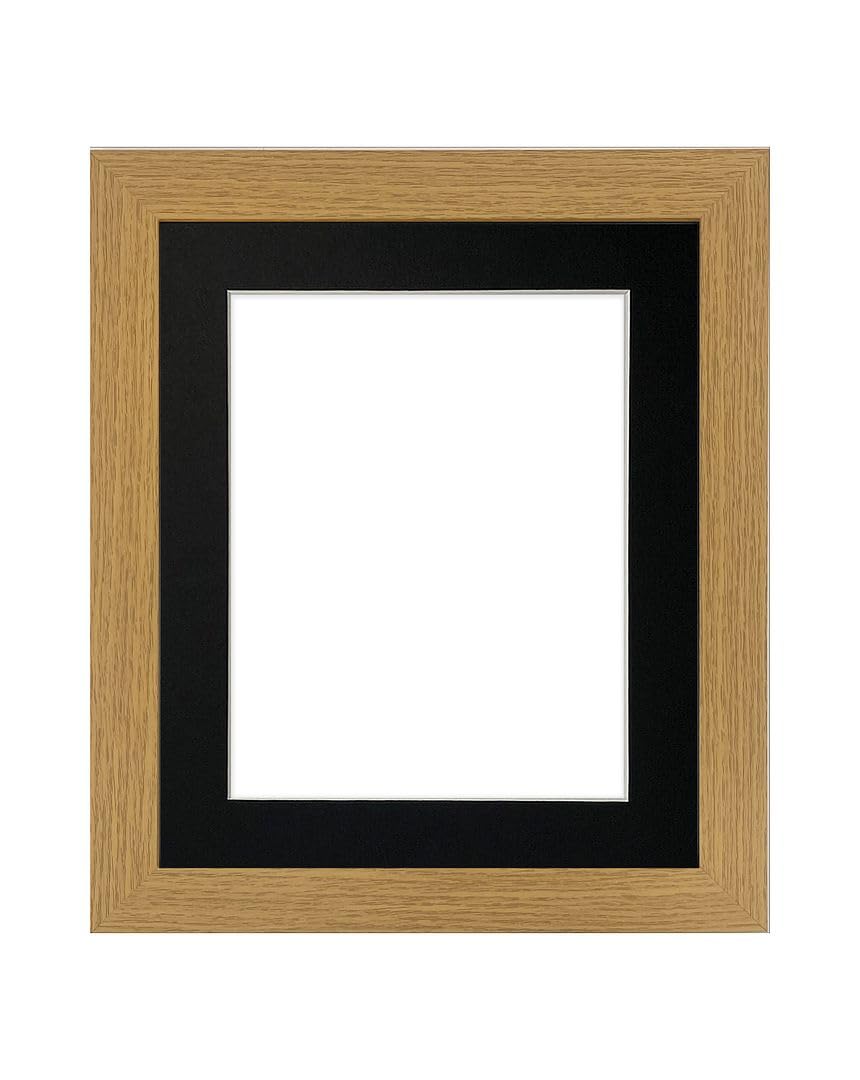 FRAMES BY POST Studio Oak Picture Photo Frame with Black Mount 20 x 20 Inch for Image Size 40 x 40 CM