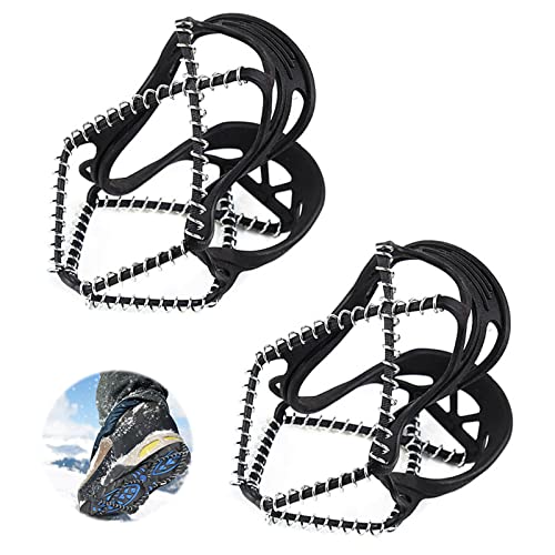 PLCatis Ice Snow Grips 1 Paar Anti-Rutsch-Schuhkrallen Spikes für Schuhe Silikon und Edelstahl Ice Klampen Steigeisen Schuhkrallen Spikes für Walking Wandern Klettern Bergsteigen Trekking - Schwarz Cover