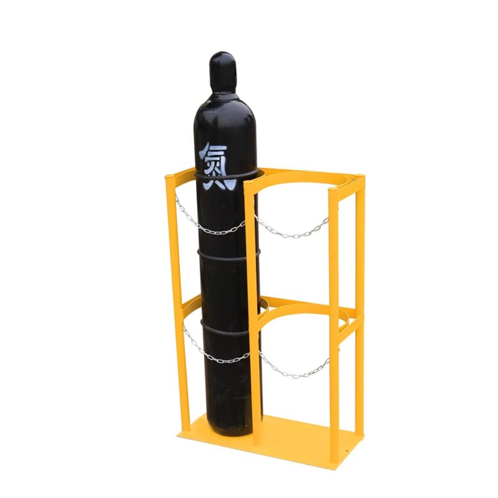 SWENEEN Heavy-Duty Steel Vertical Gas Cylinder Rack For Secure Storage And Transport Of Oxygen Tanks,Yellow-65x31x100cm