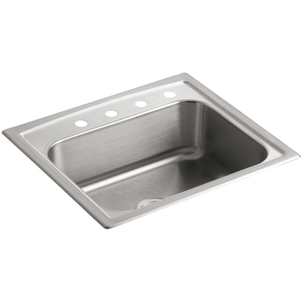 Bassin de cuisine Kohler Toccata en inox brossé évier 4 trous pour plan de travail