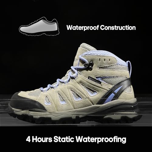 NORTIV 8 Women's Waterproof Hiking Boots Outdoor Trekking Camping Trail Hiking Boot Seeker,Size 9.5,Beige/Purple,Seeker