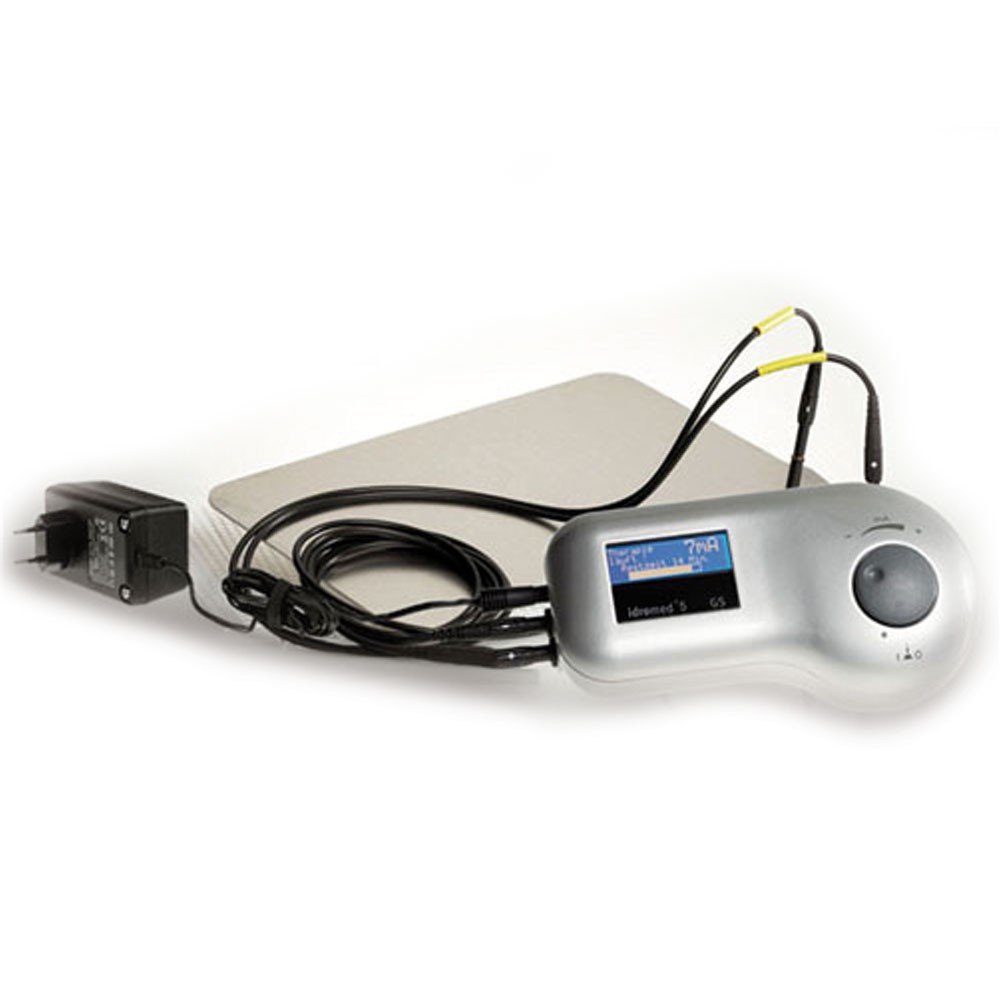 Equipo para hiperhidrosis, 5Ps, Dos electrodos de aluminio, Para manos y pies, 2 rejillas de seguridad, Maletín de transporte, Aparato de iontoforesis, Previene la sudoración excesiva
