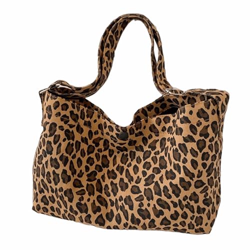 Women's leopard print canvas crossbody bag, stylish Korean version large capacity commuting bag