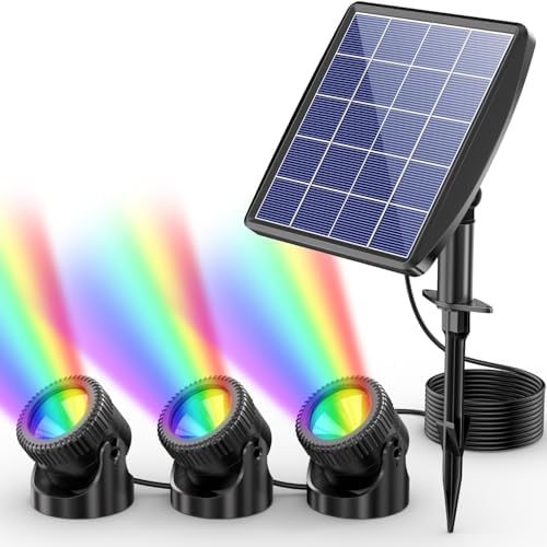 Mouliraty Solar Yard Lights RGB Pond Lights Outdoor IP68 Color Changing Spotlights Submersible Fountainlight Colored Adjust Outsidelandscape Lights G - View #2