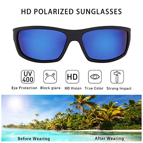 Image of Polarized Sport Sunglasses for Men Women Square Sun Glasses UV400 | Mirror Lens Blocking,Lightweight Frame,Classic Unisex Shades,Driving,Fishing,Golf,Running,Outdoor Activites