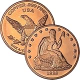 Private Mint Currency Design 1 oz .999 Pure Copper Round/Challenge Coin (1836 Seated Liberty Dollar Design)