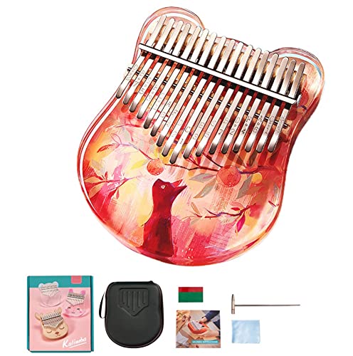 17 clés kalimba thumb piano, acrylique mignon chat motif kalimba avec Eva Sac, Tuning Hammer, Instructions et plus encore! Instruments de musique Cadeau for les amateurs de musique débutants enfants e Cover