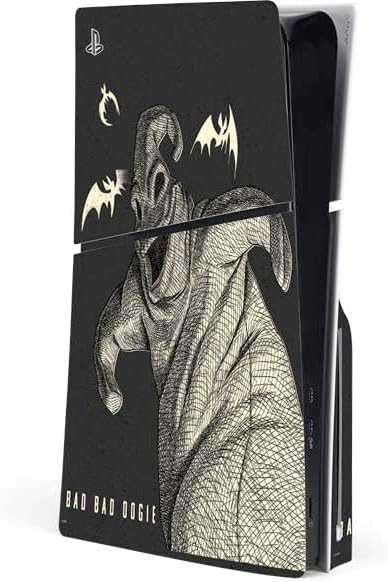 Skinit Decal Gaming Skin Compatible with PS5 Slim Disk Console - Officially Licensed Disney The Nightmare Before Christmas Jack on Spiral Hill Art Design