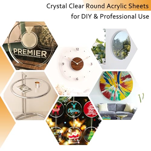 Image of 2 Pieces 1 /8 inch Clear Circle Acrylic Sheet, 13 Inch Diameter Plexiglass Sheet, Round for Cake Discs, Plexiglass Table Top, Acrylic Backdrops and DIY Display Projects Craft