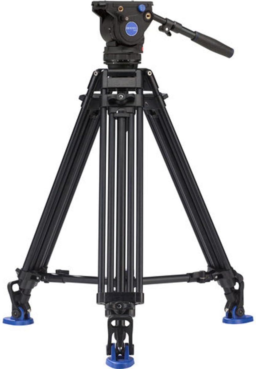 Benro BV6 Pro Video Tripod Kit with BV6 Fluid Video Head, Dual-Stage Aluminum Legs, Mid-Level Spreader and 75 mm Bowl for Studio and Field Production (BV6PRO)