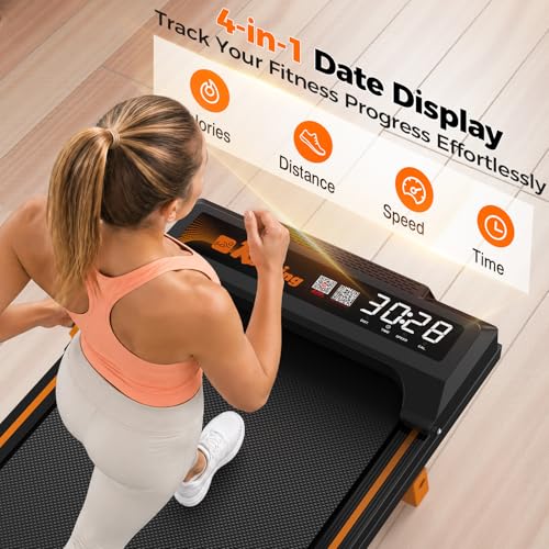 Image of Walking Pad Treadmill for Home Office, Under Desk Treadmill with 2.5HP Quiet Motor, 6% Manual Incline, Remote Control, LED Display, 300 lbs Capacity