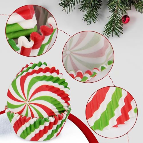 Image of 600 Pack Christmas Candy Cupcake Liners Wrappers Baking Cups Santa Holiday Paper Wraps Muffin Liners for Xmas Birthday Party Candy Cake Decorations Supplies(12 Styles)