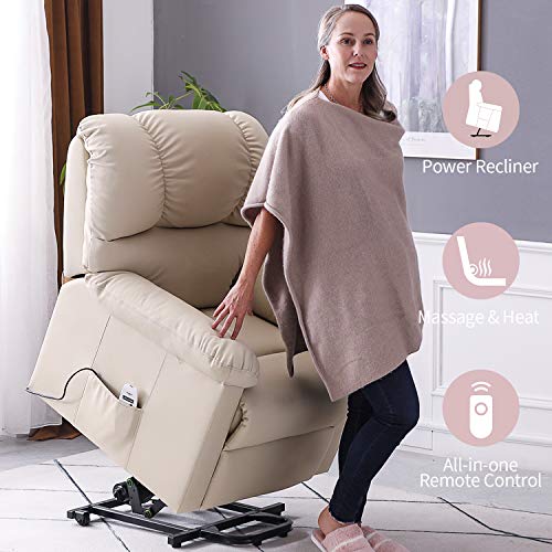 Orimoster Power Lift Chair for Elderly with Massage and Heat Beige, Ergonomic Electric