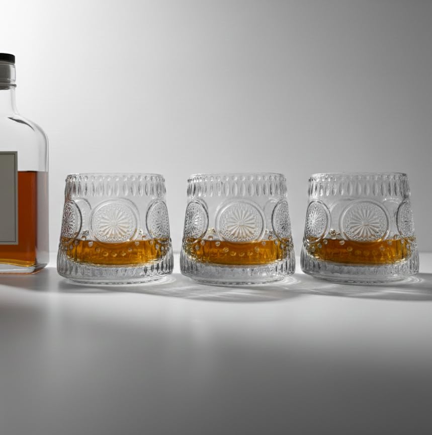 Image of Car-O-Bar Silver Bar Set with Glasses Gift Set | 7 Pieces Bartender Kit:Cocktail Shaker, Jigger,Ice Tong, Set of 4 Whiskey Glasses