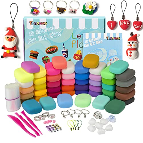 Air Dry Clay 50 Pieces 28 Ounce, Modeling Clay 48 Colors, Magic Clay with Tools and Manuals (750 Gram), Christmas Boxes (50)