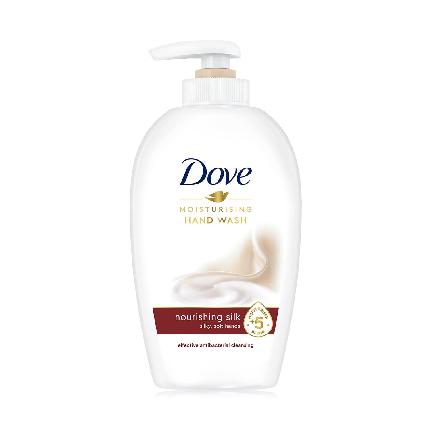 Dove Nourishing Silk Liquid Hand Wash with effective antibacterial cleansing for silky-soft and protected hands 250 ml