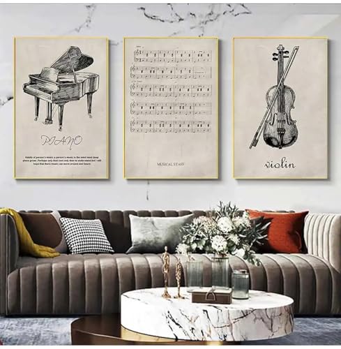Partition de violon affiche rétro pour revivre la magie de la musique de salon