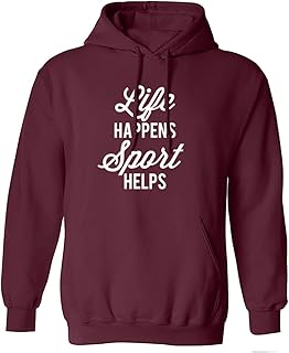 illustratedidentity Life Happens Sport Pomaga uniseks bluza z kapturem