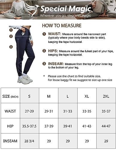 SPECIALMAGIC Pantalones deportivos con cinturilla elástica con cordón de encaje, tacto súper suave, forro de vellón, cómodos con alta elasticidad y holgados Para mujer - azul marino grande
