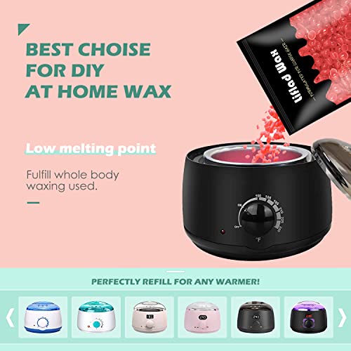 Liflad Wax Beads For Coarse Hair Removal Kit – 3 Pack Depilatory Hard Wax Beans With Spatulas – Wax Refills For Face, Eyebrow, Back, Chest, Bikini Areas, Legs - Perfect Refill For Any Wax Warmer #TOP3