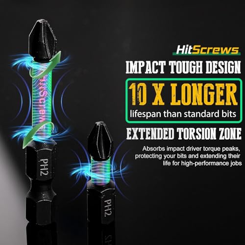 Image of 20 Pack Phillips Impact Driver Bits #2, 2-Inch Magnetic Screwdriver Bits, S2 Steel Ph2 Impact Bits For Impact Driver Ready & Home Repair