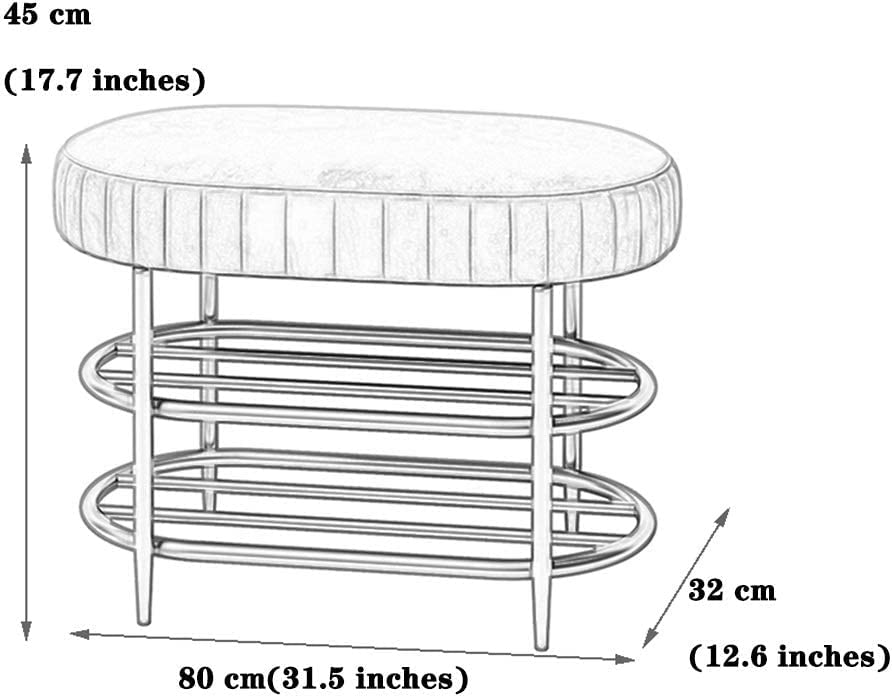 Banc étagère à chaussures entrée moderne 80cm en fer avec coussin rose - 4
