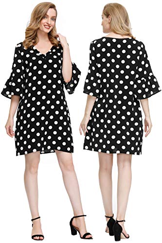 Image of BUENOS NINOS Dresses for Womens Summer Bell Sleeve V-Neck Shift Dress Mini Dress